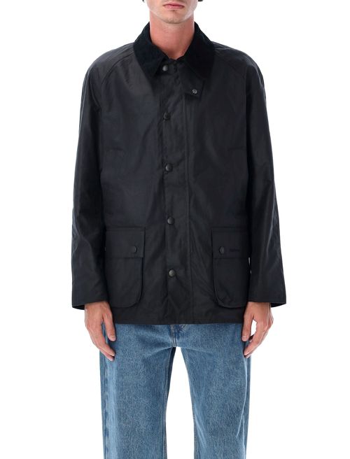 Men's Ashby Waxed Cotton Jacket with Corduroy Collar & Snap-Front