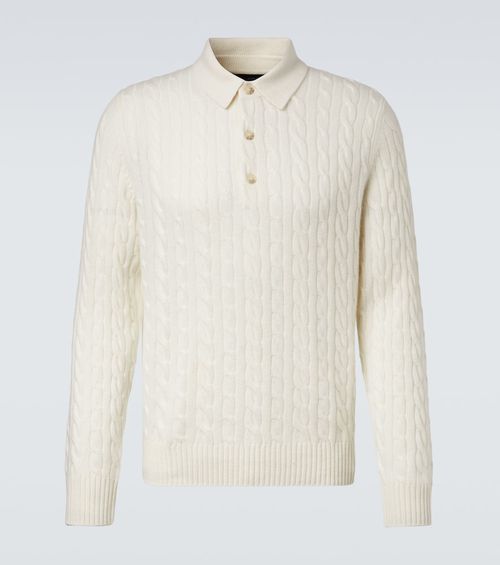 Cable-knit cashmere polo sweater