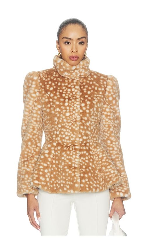 Lovers and Friends Bambella Faux Fur Jacket in Bambi Print. XXS also in M