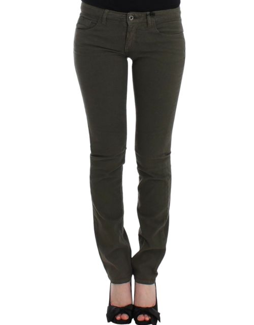Slim Leg Cotton Jeans — Green