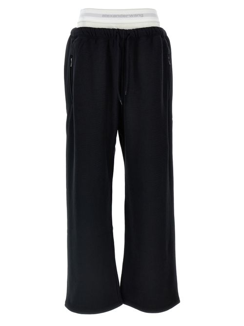 Cotton Wide-Leg Joggers — Black
