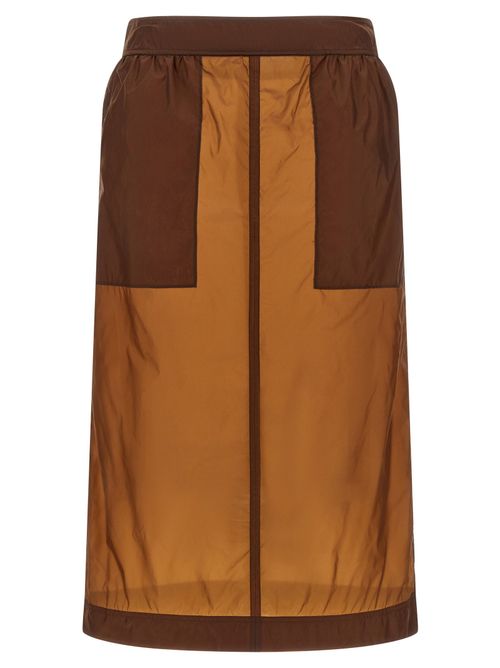 Colorblock Nylon Skirt — Caramel
