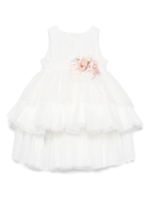Floral-appliqué dress - White