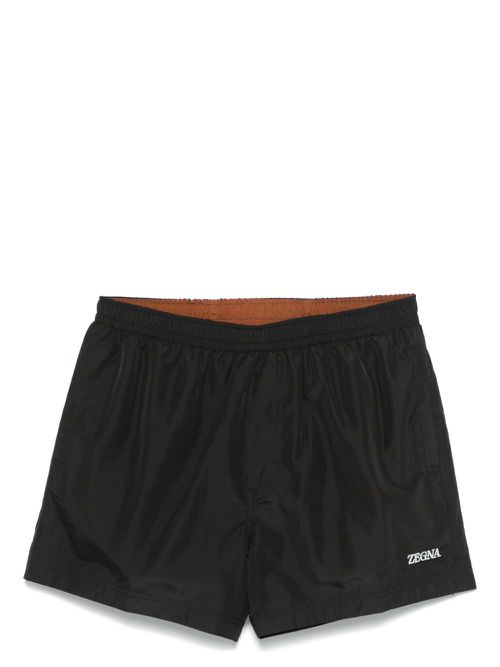 Logo-embroidered swim shorts - Black