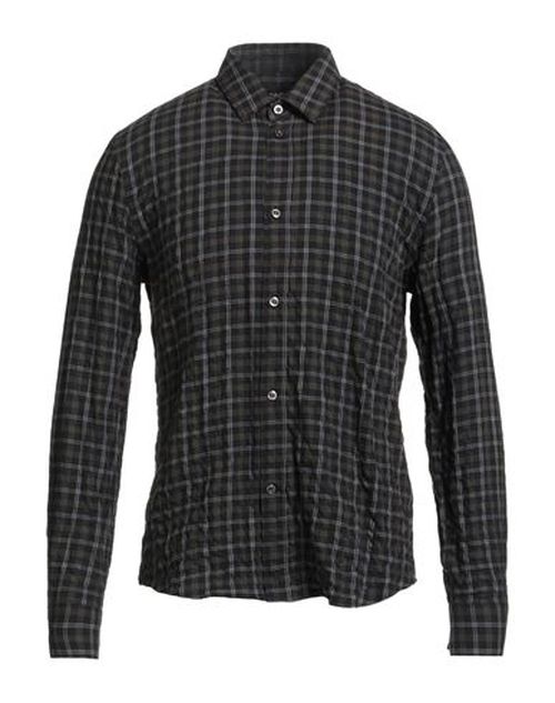 Man Shirt Dark green Size L Cotton, Elastane