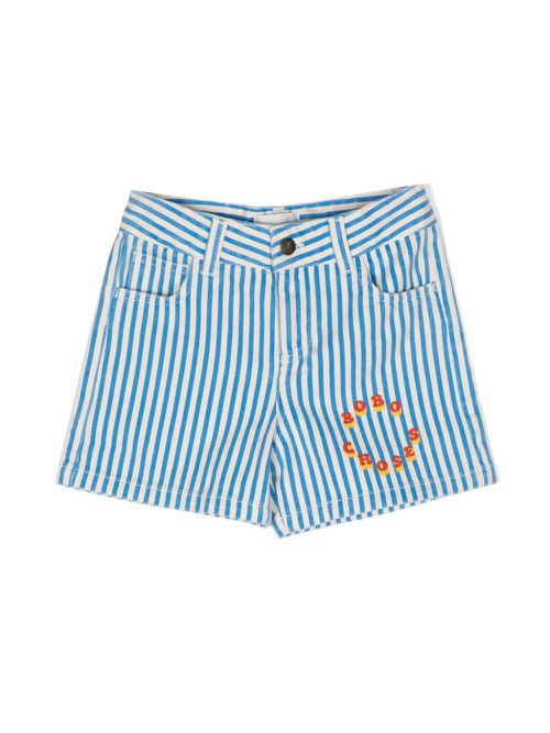 Circle striped cotton shorts - Blue