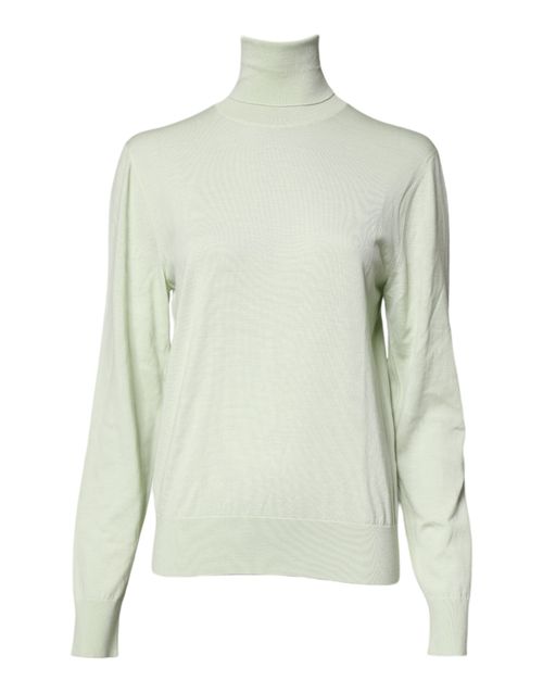 Virgin Wool Turtleneck Sweater — Green