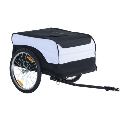HOMCOM PAWHUT Bicycle Cargo Trailer Shop Luggage Storage Utility Hitch Cover - White and Black - Steel pipe, Oxford cloth