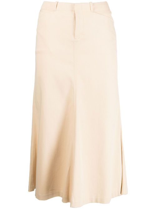 Low-rise cotton midi skirt - Brown