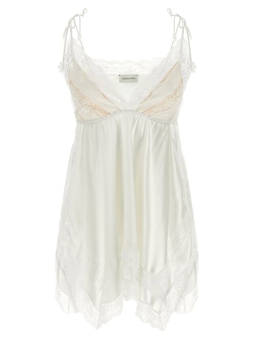 Lace-Trimmed Silk Blouse — White