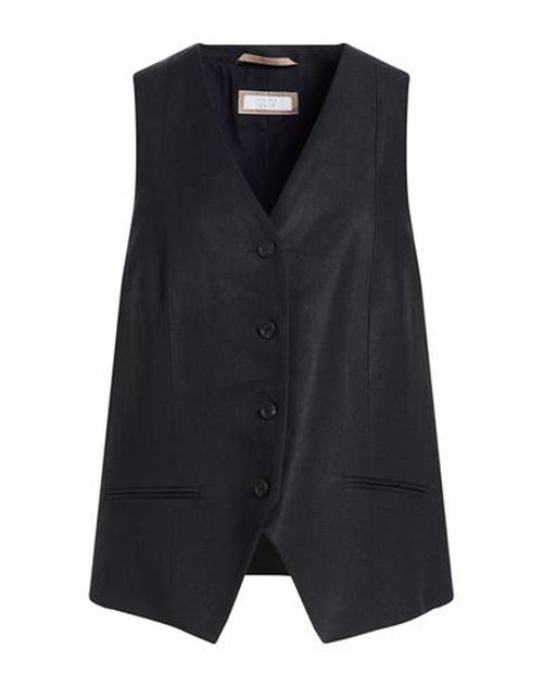 Woman Tailored Vest Midnight blue Size 6 Linen