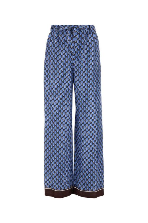 Blue Printed Silk Pajama