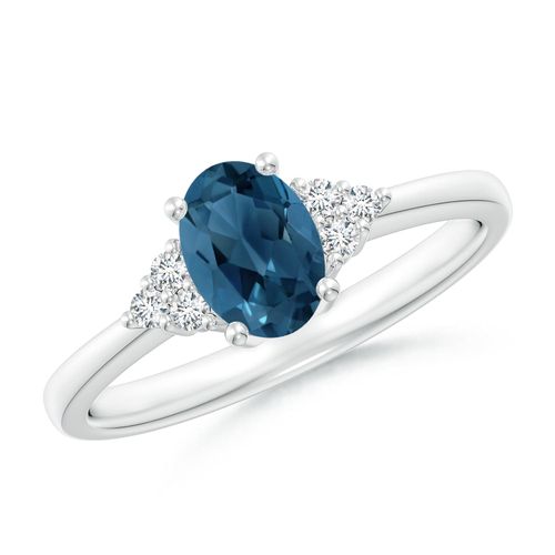 Angara 0.95 Carat Solitaire Oval London Blue Topaz and Diamond Promise Ring in Platinum