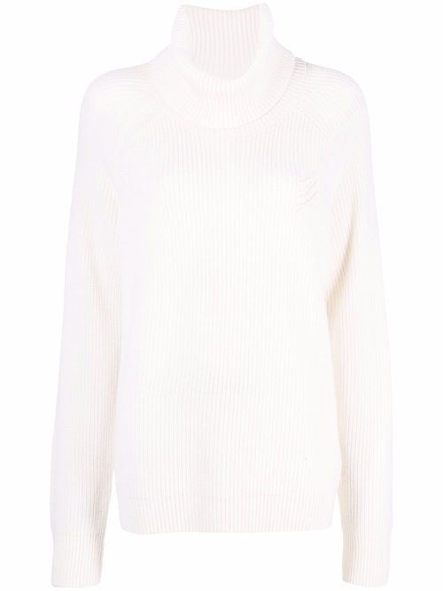 Appliqué-logo knitted jumper - White