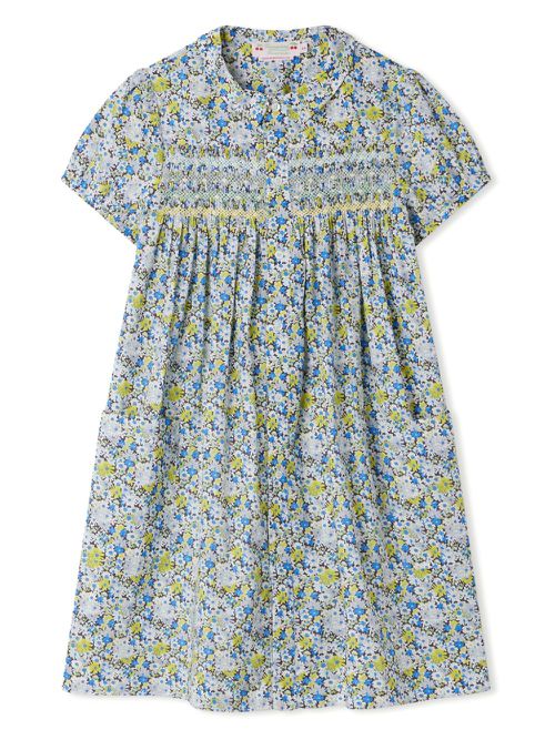 Candice floral-print cotton dress - Blue