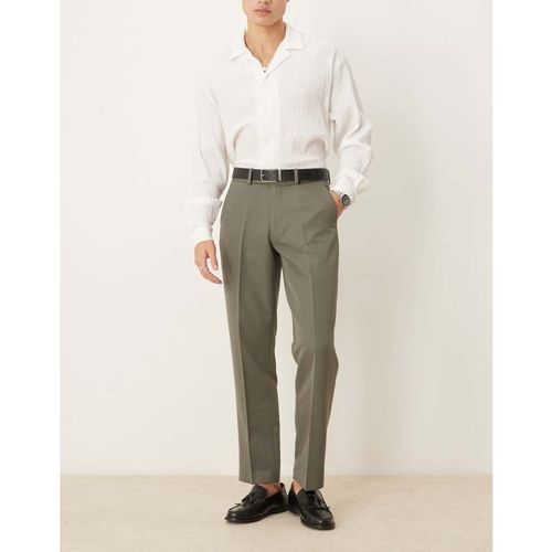 ASOS DESIGN Mens smart straight leg trousers in muted green - 28W