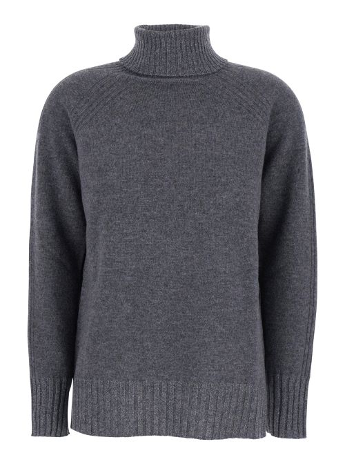Wool-Cashmere Turtleneck Sweater — Gray