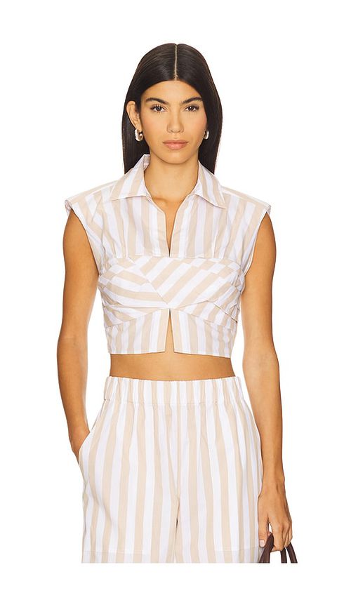 SIMKHAI Emie Cropped Box Sleeve Top in Beige. -  8 also in 0, 10, 2