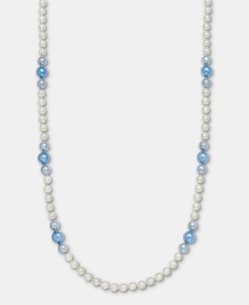 "Imitation Pearl Strand Necklace, 40"" + 2"" extender, Macy's Exclusive - Silver"