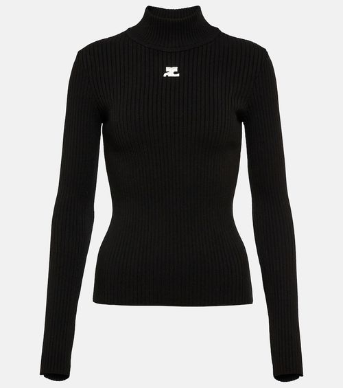 Ribbed-knit mockneck sweater