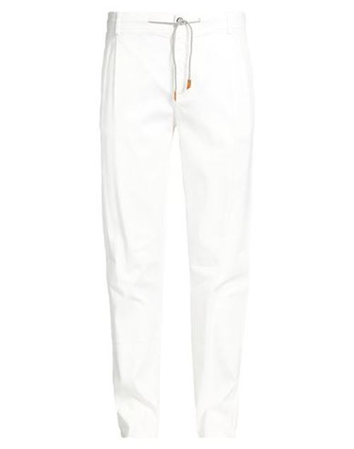 Man Pants White Size 31 Linen, Cotton, Elastane