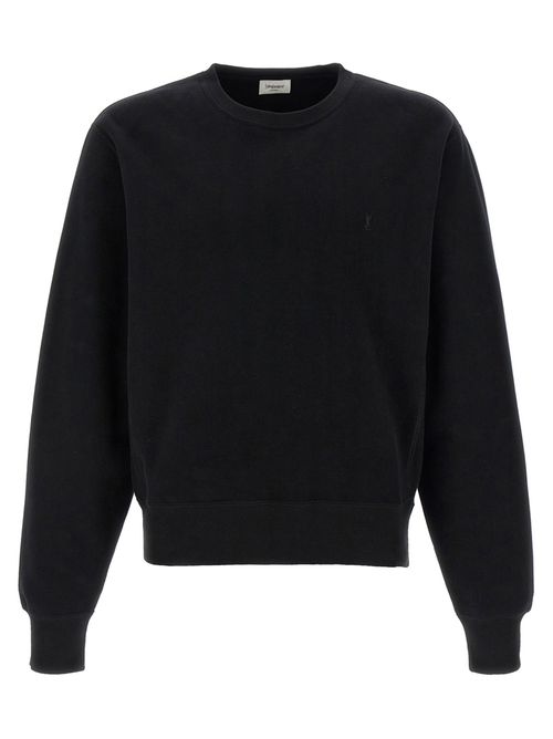 Tone-on-Tone Cassandre Embroidery Sweatshirt — Black
