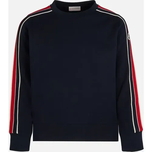 Moncler KIDS STRIPE SLEEVE SWEATSHIRT - Navy - Size: 10Y