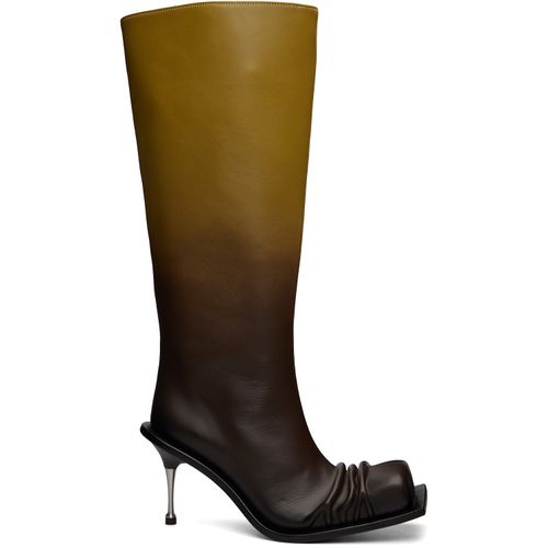 Brown Stiletto Heel Classic Square Toe Boots