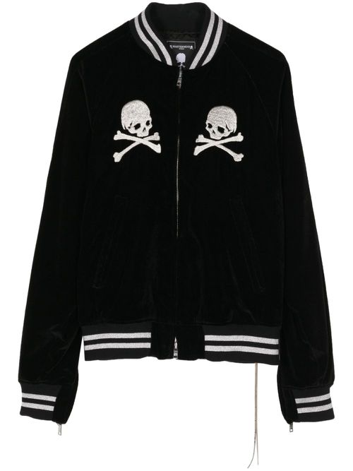 Skull-embroidered track jacket - Black
