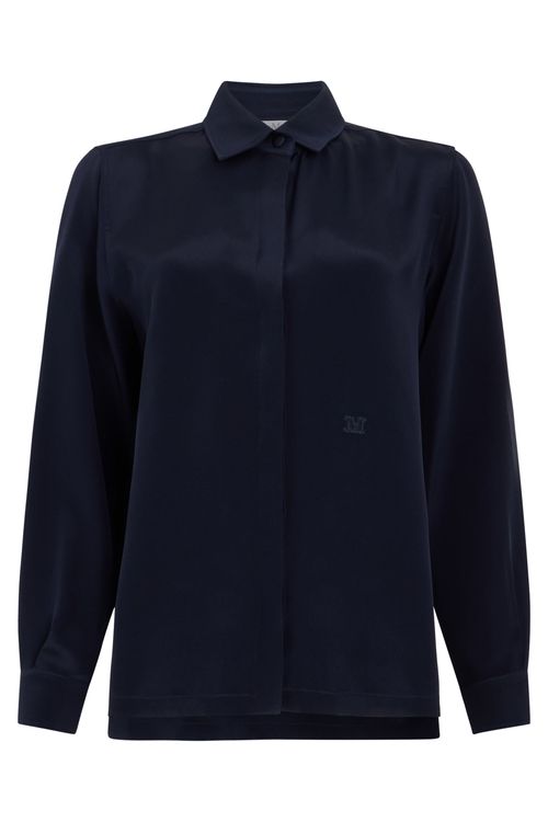 -Style Silk Long-Sleeve Button-Front Shirt