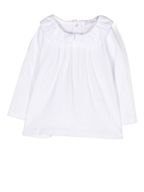 Pleat-detail long-sleeve blouse - White