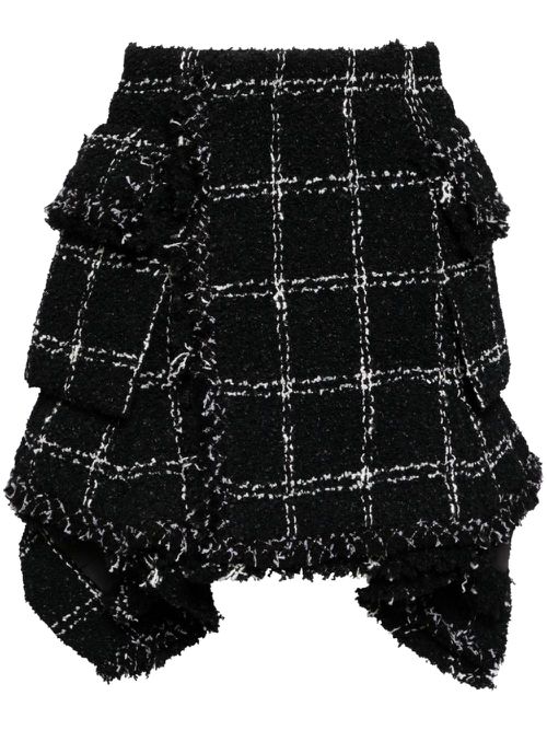 Asymmetric tweed skirt - Black