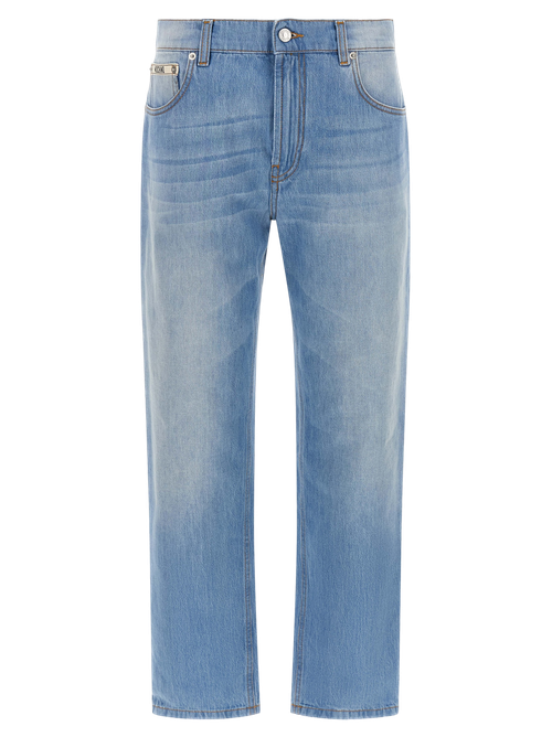 Logo-Patch Cotton Jeans — Blue