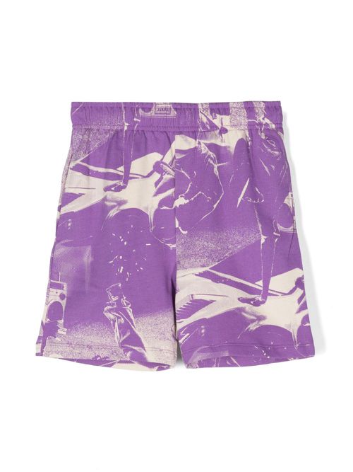 Illustration-print organic-cotton shorts - Purple