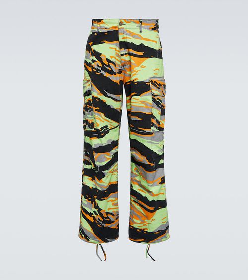 Printed cotton cargo pants