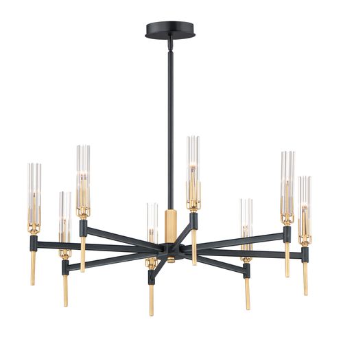 Maxim Flambeau 8-Light Transitional Chandelier in Black and Antique Bra