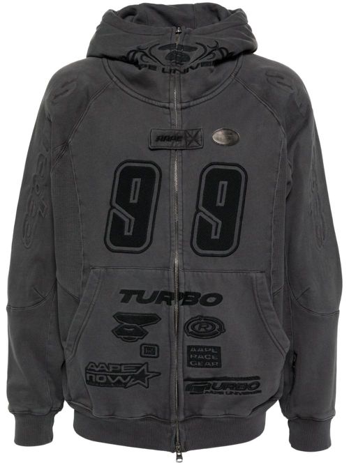 Motifs-embroidered hoodie - Black
