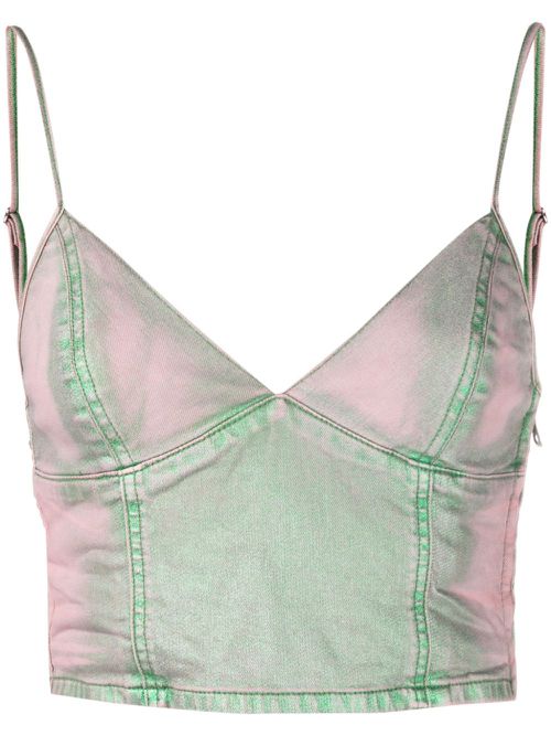 De-Fulvy-S denim cropped top - Green