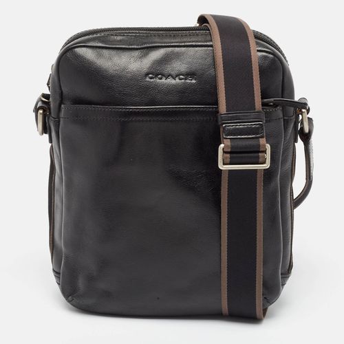 Black Leather Heritage Web Messenger Bag