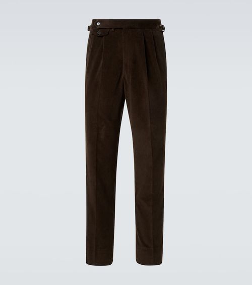 Cotton and cashmere corduroy straight pants
