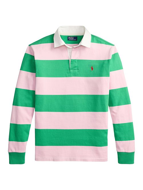 Men's Rugby Striped Cotton Shirt - Garden Pink Summer Emerald