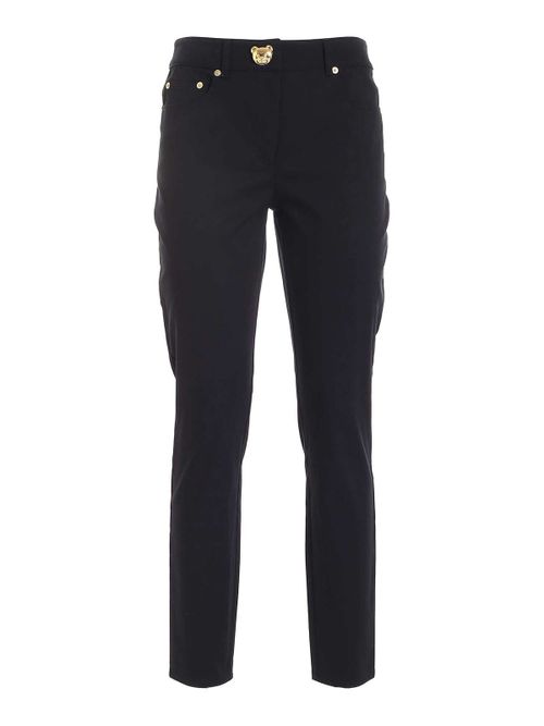 Teddy logo detail pants in black