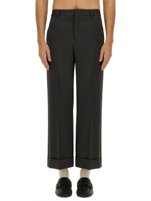 Straight-Leg Pleated Grain de Poudre Wool Trousers