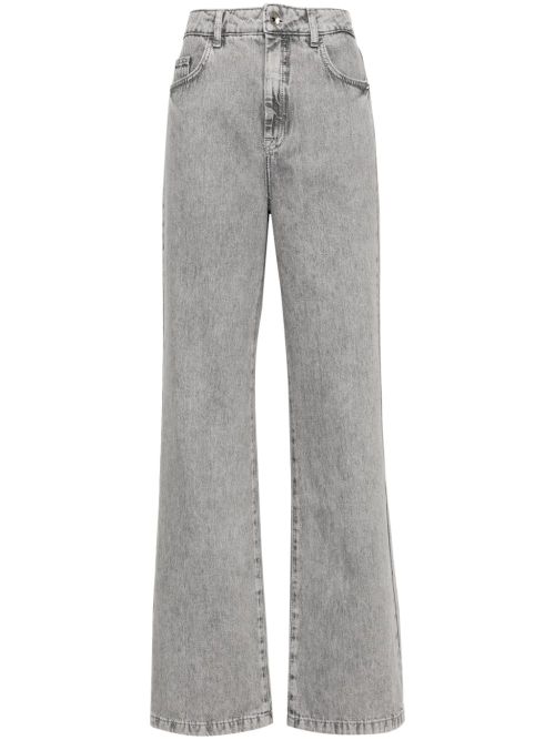 High-rise flared cotton jeans - Grey
