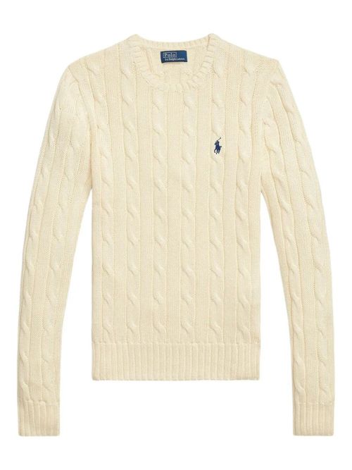 Cream Crewneck Logo Sweater