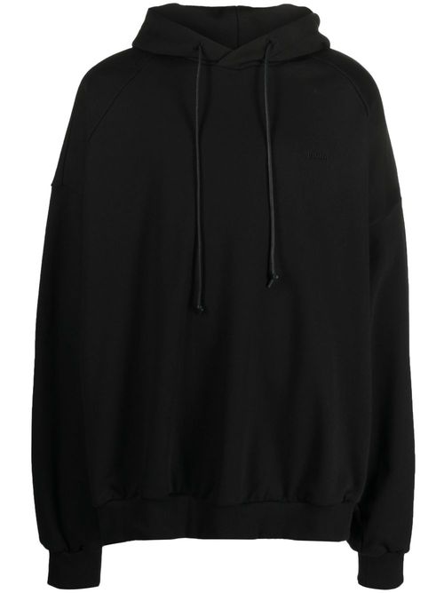 Drawstring cotton hoodie - Black