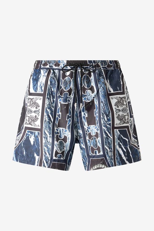 Swim Shorts With Fang And Marble Print