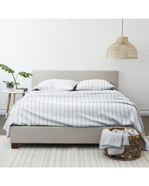 Ultra Soft Distressed Line Light Grey 4Pc Sheet Set