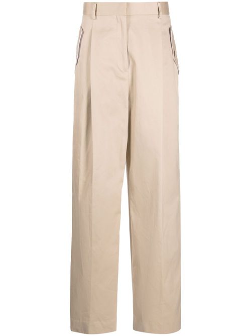 Wide-leg gabardine trousers - Neutrals