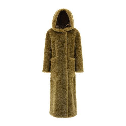Sheepskin-Effect Faux Fur Coat — Gold